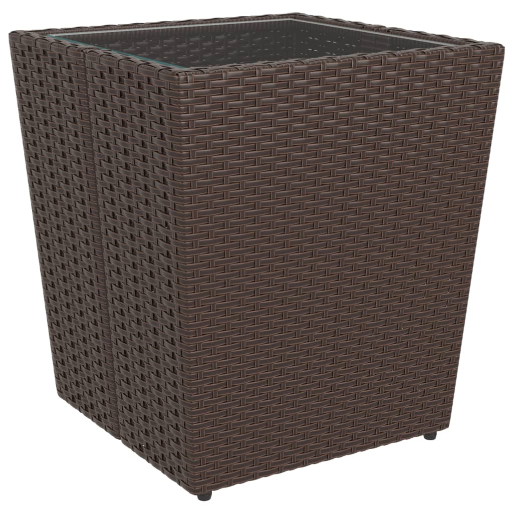 5 Piece Garden Bistro Set Poly Rattan and Tempered Glass Brown