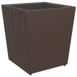 5 Piece Garden Bistro Set Poly Rattan and Tempered Glass Brown - Low Angle