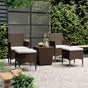 5 Piece Garden Bistro Set Poly Rattan and Tempered Glass Brown