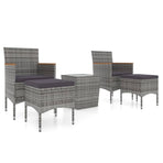 5 Piece Garden Bistro Set Poly Rattan and Tempered Glass Grey
