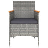 5 Piece Garden Bistro Set Poly Rattan and Tempered Glass Grey