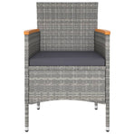 5 Piece Garden Bistro Set Poly Rattan and Tempered Glass Grey