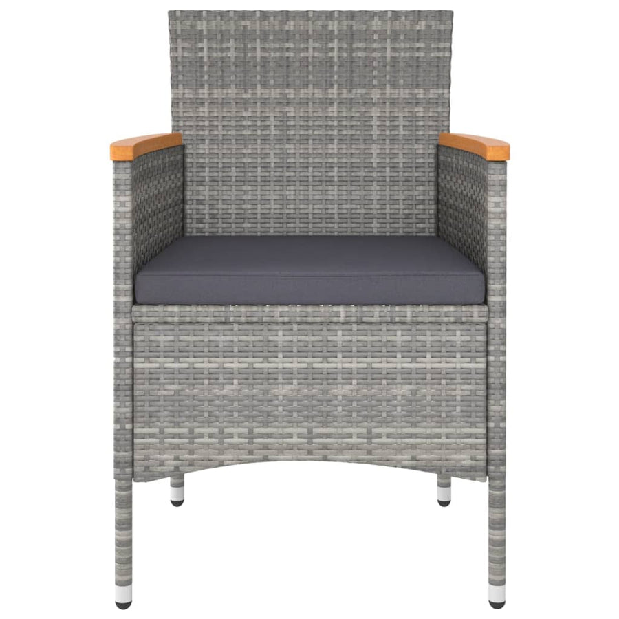 5 Piece Garden Bistro Set Poly Rattan and Tempered Glass Grey