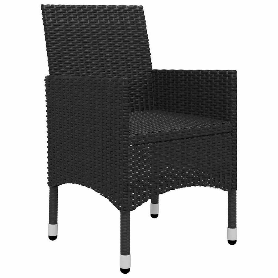 3 Piece Garden Bistro Set Poly Rattan and Tempered Glass Black