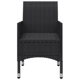 3 Piece Garden Bistro Set Poly Rattan and Tempered Glass Black