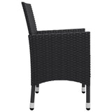 3 Piece Garden Bistro Set Poly Rattan and Tempered Glass Black - Low Angle