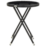 3 Piece Garden Bistro Set Poly Rattan and Tempered Glass Black