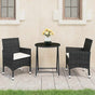 3 Piece Garden Bistro Set Poly Rattan and Tempered Glass Black