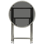 3 Piece Garden Bistro Set Poly Rattan and Tempered Glass Grey