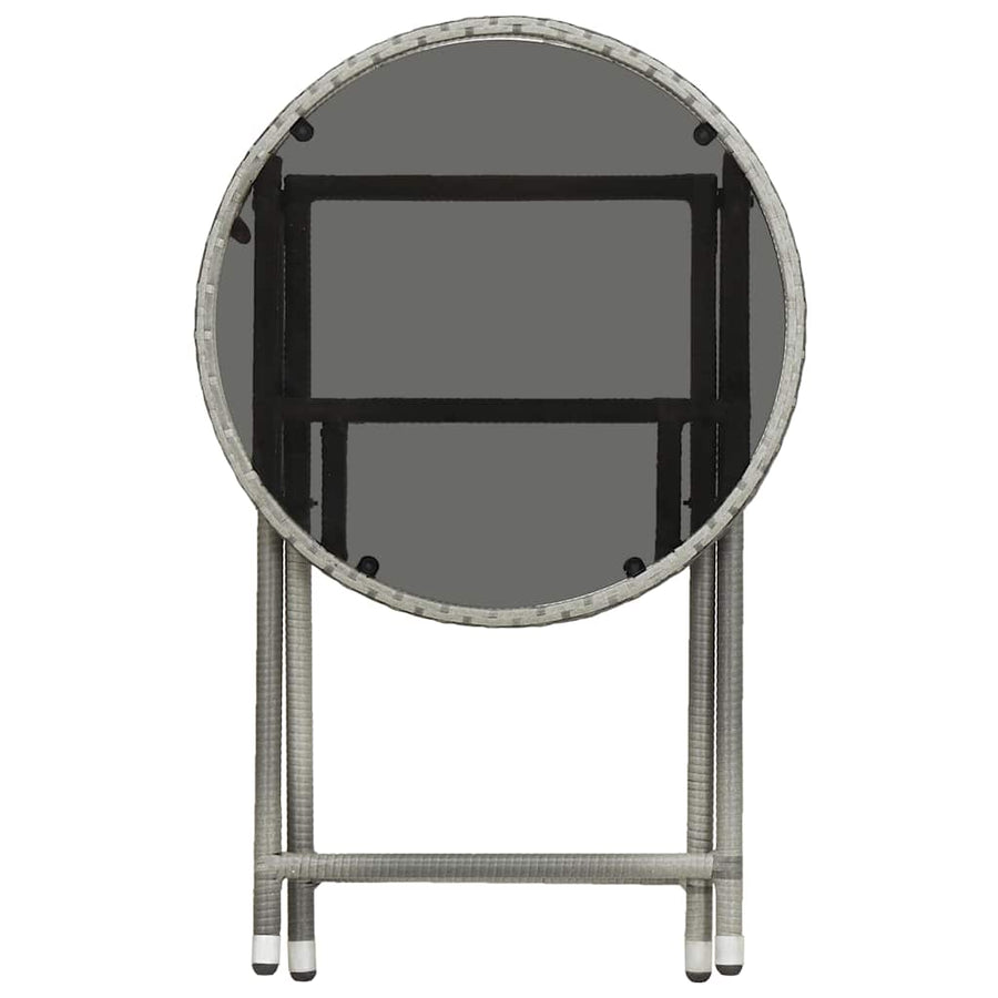 3 Piece Garden Bistro Set Poly Rattan and Tempered Glass Grey