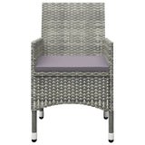 3 Piece Garden Bistro Set Poly Rattan and Tempered Glass Grey - 45-Degree Angle