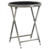 3 Piece Garden Bistro Set Poly Rattan and Tempered Glass Grey - Extra Image