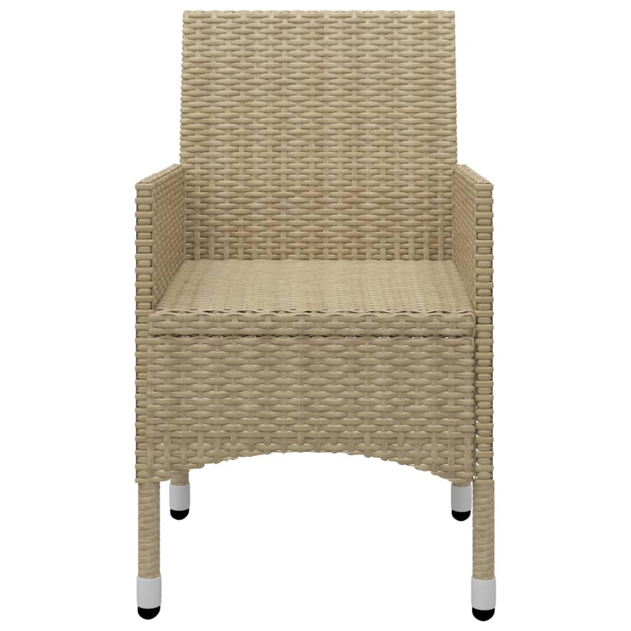3 Piece Garden Bistro Set Poly Rattan and Tempered Glass Beige