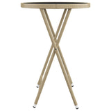 3 Piece Garden Bistro Set Poly Rattan and Tempered Glass Beige