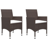 3 Piece Garden Bistro Set Poly Rattan and Tempered Glass Brown - Side View