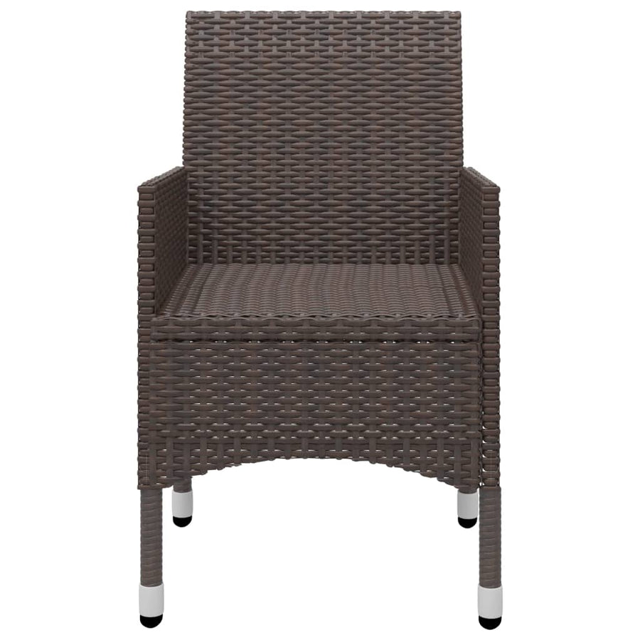 3 Piece Garden Bistro Set Poly Rattan and Tempered Glass Brown