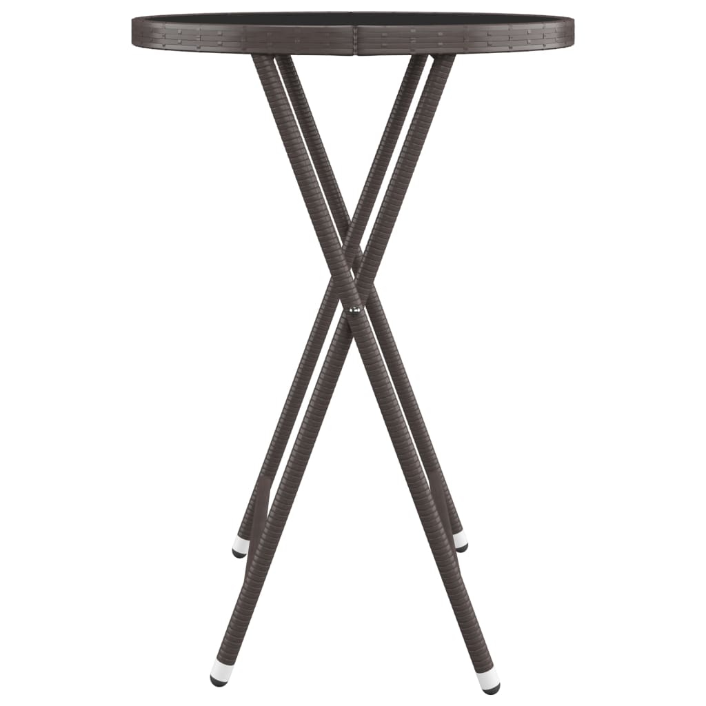 3 Piece Garden Bistro Set Poly Rattan and Tempered Glass Brown