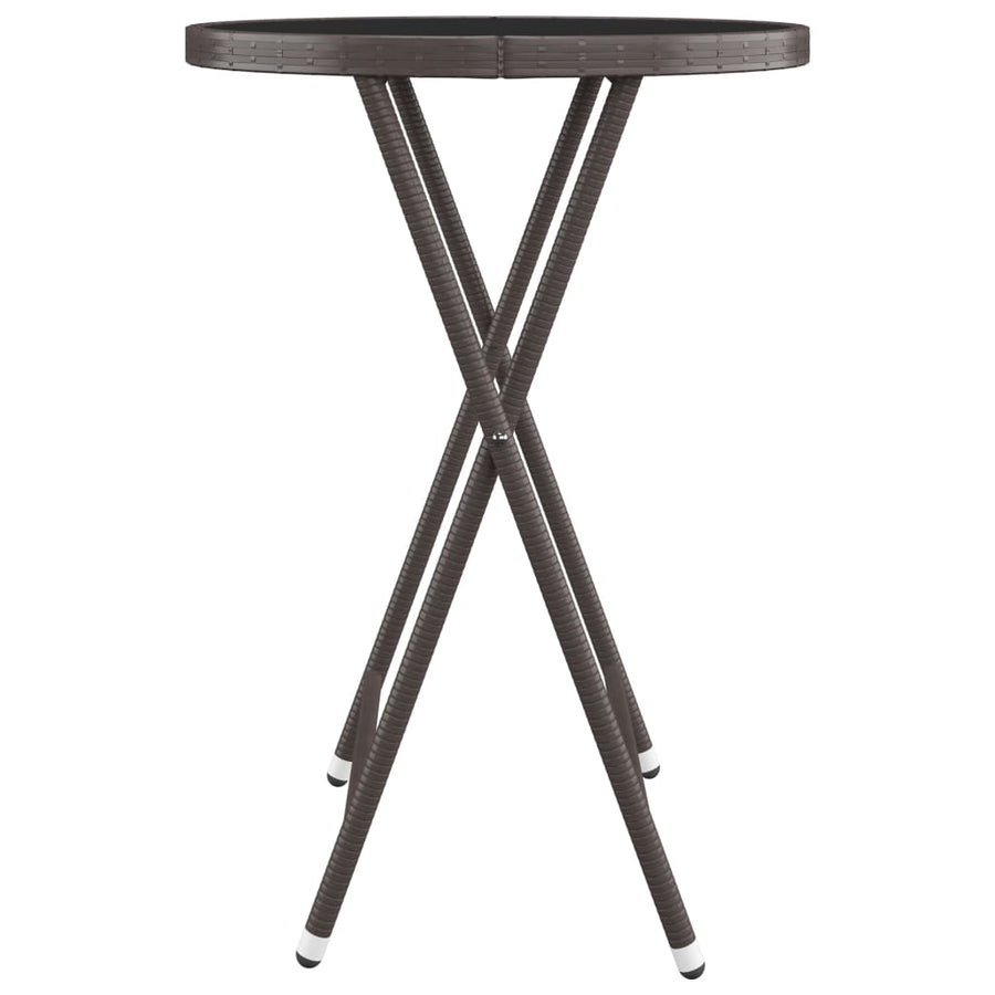 3 Piece Garden Bistro Set Poly Rattan and Tempered Glass Brown