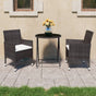 3 Piece Garden Bistro Set Poly Rattan and Tempered Glass Brown
