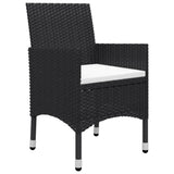 3 Piece Garden Bistro Set Poly Rattan and Acacia Wood Black - Top-Down View