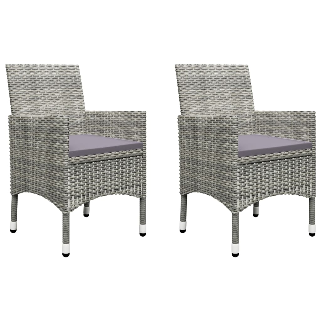 3 Piece Garden Bistro Set Poly Rattan and Acacia Wood Grey