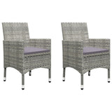 3 Piece Garden Bistro Set Poly Rattan and Acacia Wood Grey