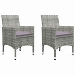 3 Piece Garden Bistro Set Poly Rattan and Acacia Wood Grey