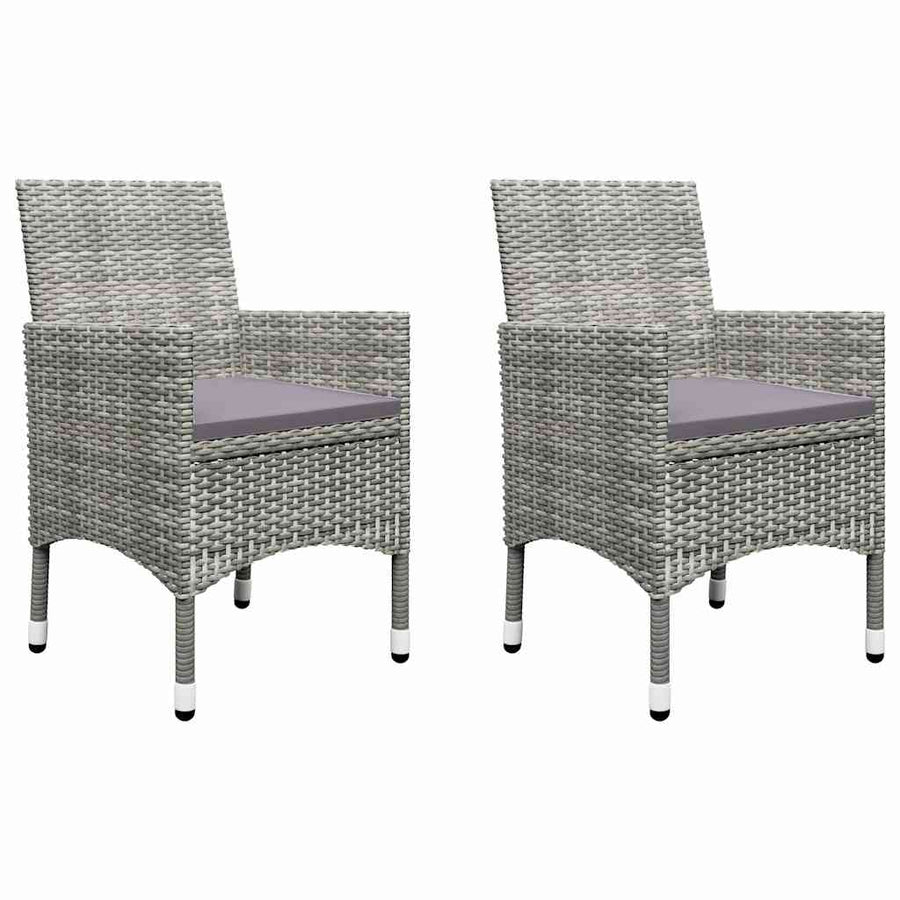 3 Piece Garden Bistro Set Poly Rattan and Acacia Wood Grey
