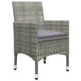 3 Piece Garden Bistro Set Poly Rattan and Acacia Wood Grey