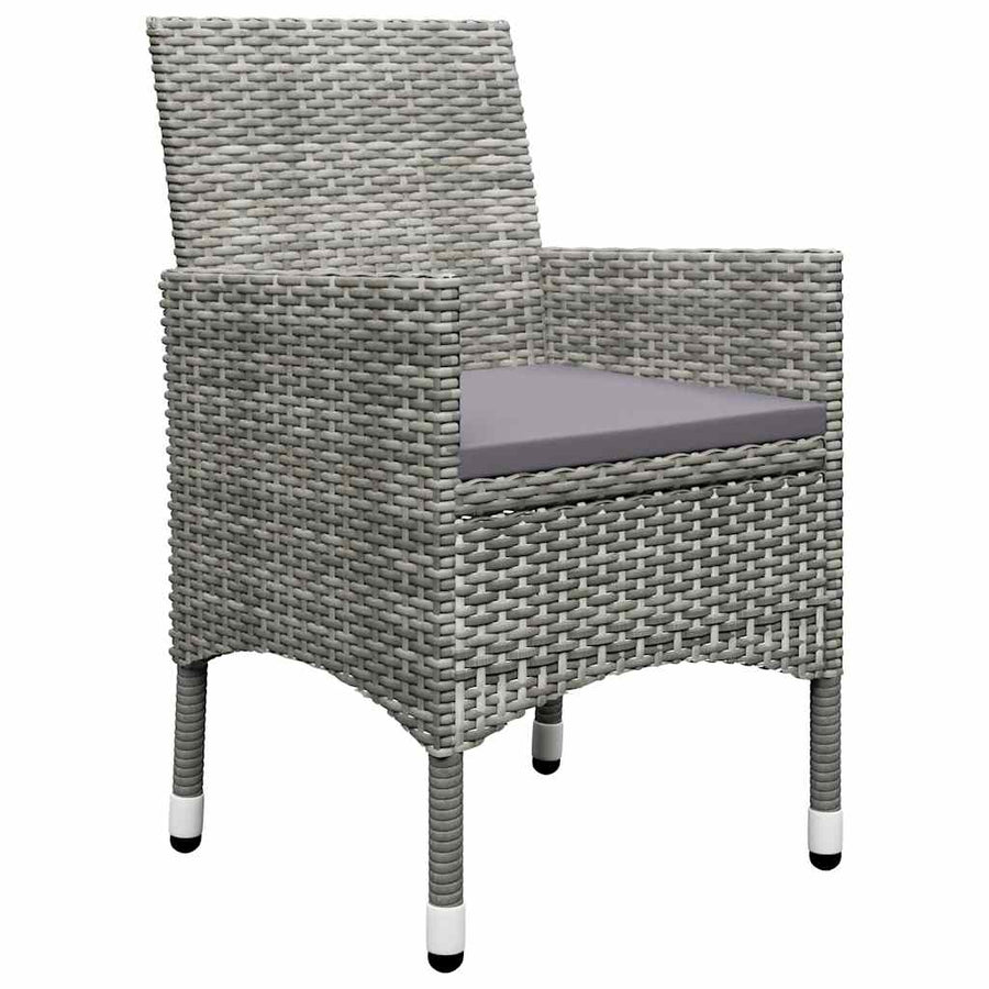 3 Piece Garden Bistro Set Poly Rattan and Acacia Wood Grey
