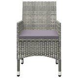 3 Piece Garden Bistro Set Poly Rattan and Acacia Wood Grey - 45-Degree Angle
