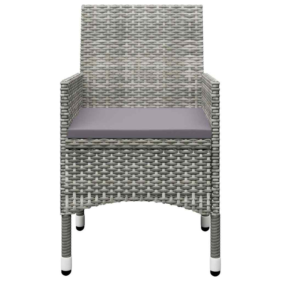 3 Piece Garden Bistro Set Poly Rattan and Acacia Wood Grey