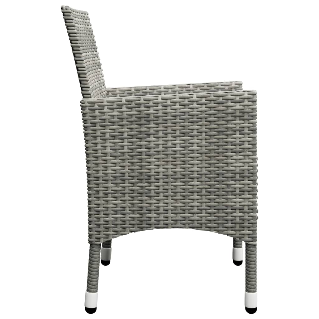 3 Piece Garden Bistro Set Poly Rattan and Acacia Wood Grey