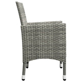 3 Piece Garden Bistro Set Poly Rattan and Acacia Wood Grey - Rear View