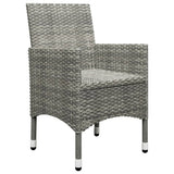3 Piece Garden Bistro Set Poly Rattan and Acacia Wood Grey