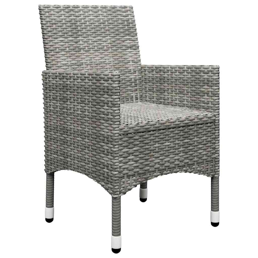 3 Piece Garden Bistro Set Poly Rattan and Acacia Wood Grey
