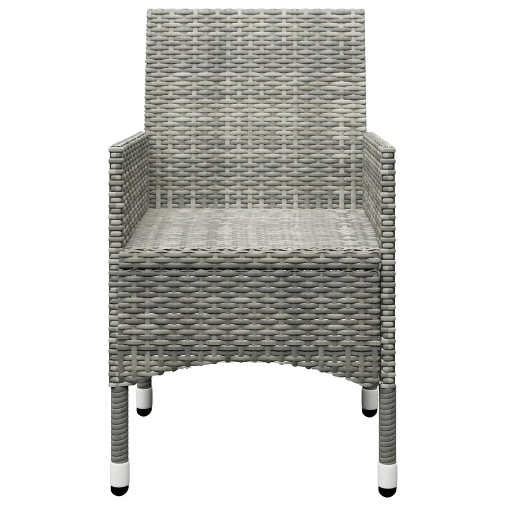 3 Piece Garden Bistro Set Poly Rattan and Acacia Wood Grey