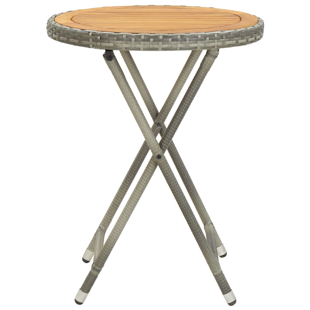 3 Piece Garden Bistro Set Poly Rattan and Acacia Wood Grey