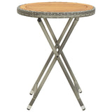 3 Piece Garden Bistro Set Poly Rattan and Acacia Wood Grey - Extra Image