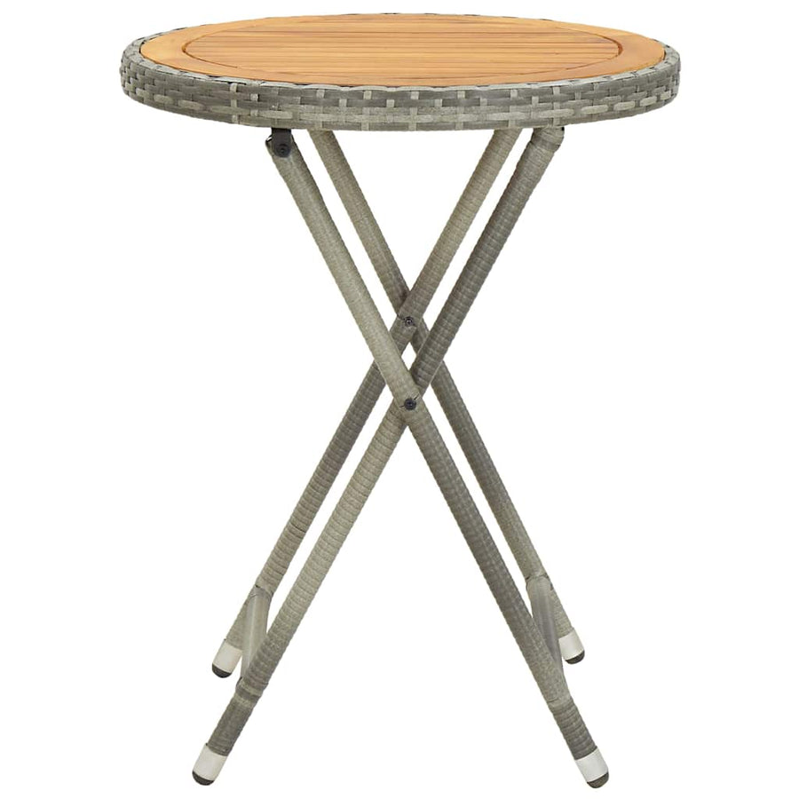 3 Piece Garden Bistro Set Poly Rattan and Acacia Wood Grey