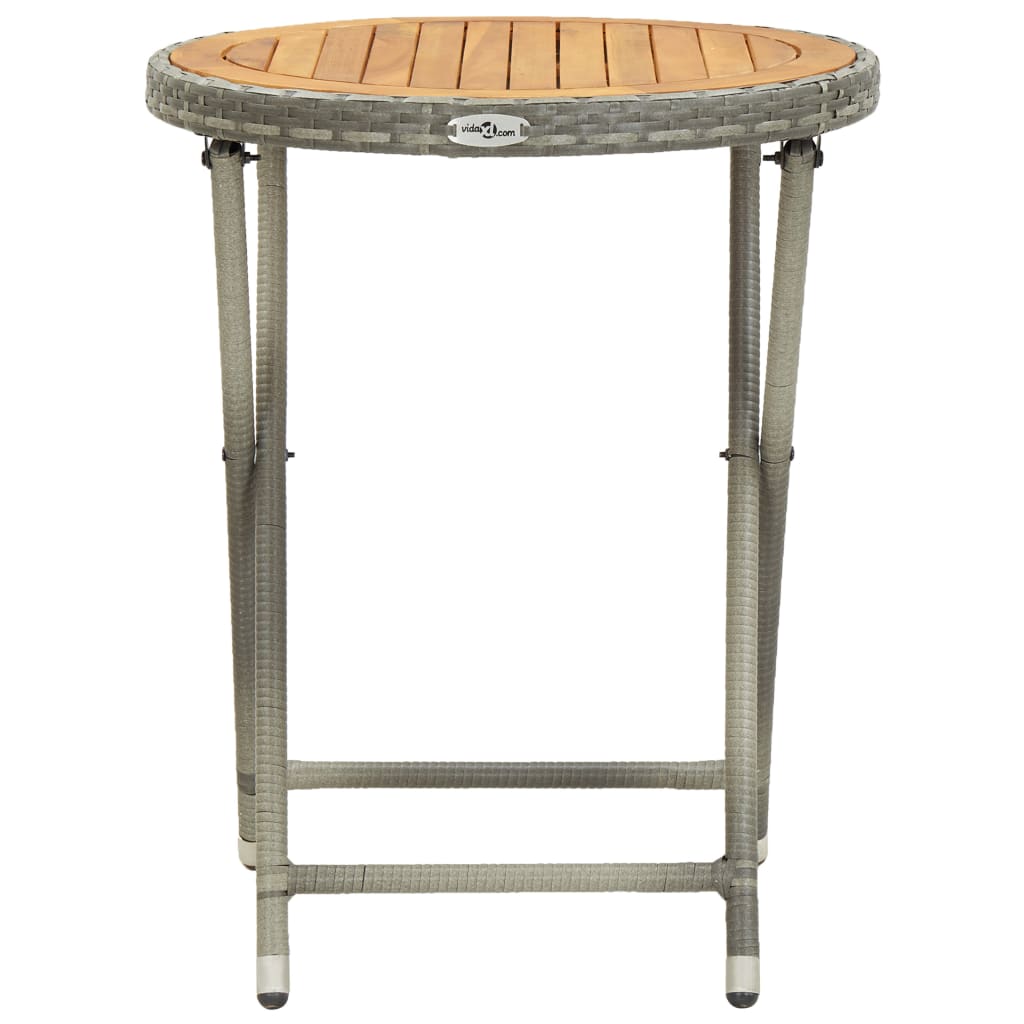 3 Piece Garden Bistro Set Poly Rattan and Acacia Wood Grey