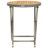 3 Piece Garden Bistro Set Poly Rattan and Acacia Wood Grey