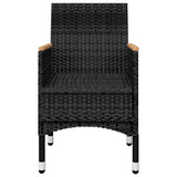 3 Piece Garden Bistro Set Poly Rattan and Tempered Glass Black
