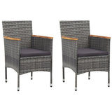 3 Piece Garden Bistro Set Poly Rattan and Tempered Glass Grey