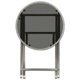 3 Piece Garden Bistro Set Poly Rattan and Tempered Glass Grey