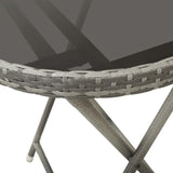 3 Piece Garden Bistro Set Poly Rattan and Tempered Glass Grey - Extra Image