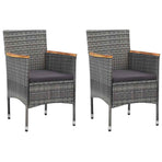 3 Piece Garden Bistro Set Poly Rattan and Acacia Wood Grey