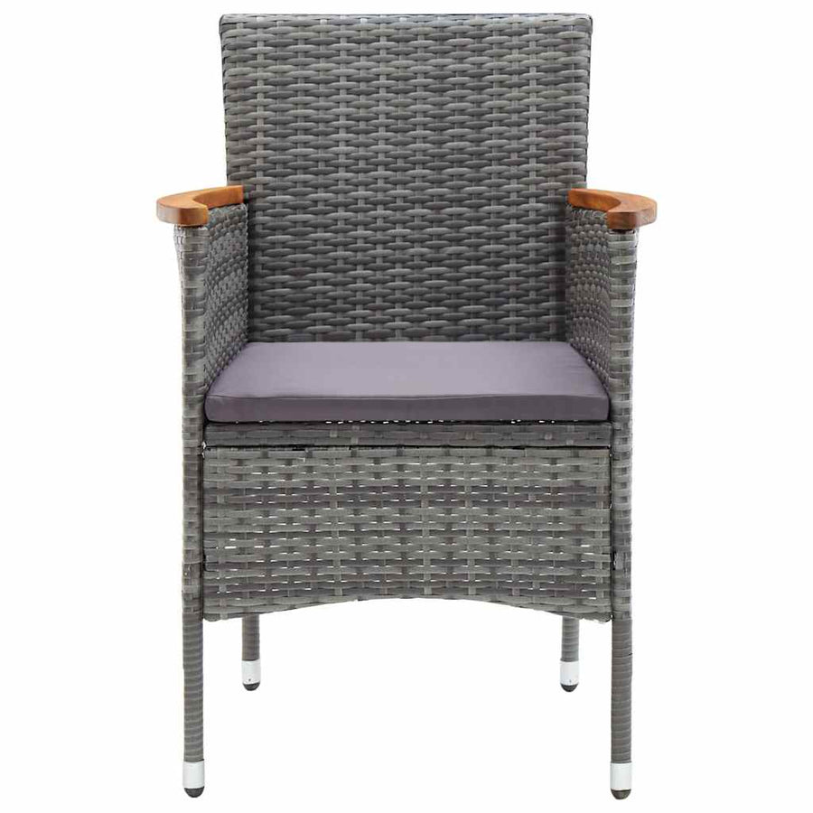 3 Piece Garden Bistro Set Poly Rattan and Acacia Wood Grey