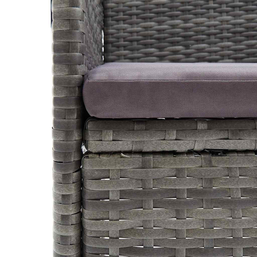 3 Piece Garden Bistro Set Poly Rattan and Acacia Wood Grey