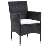 5 Piece Garden Bistro Set Poly Rattan and Tempered Glass Black - Side View